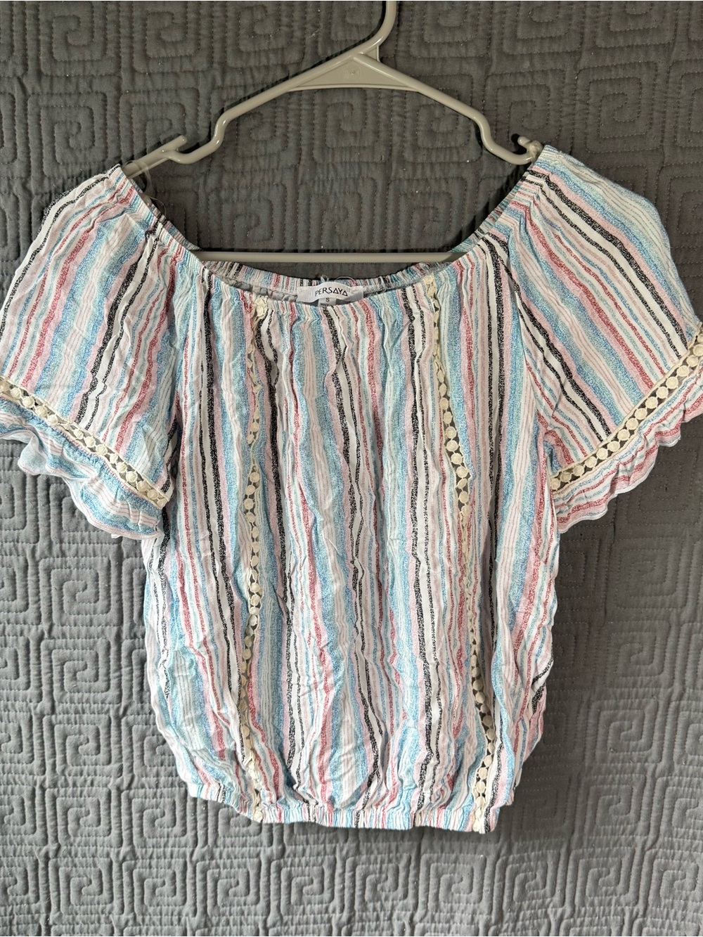 Persaya Blouse Women’s Small Stripped Knit Multicolor 100% Rayon